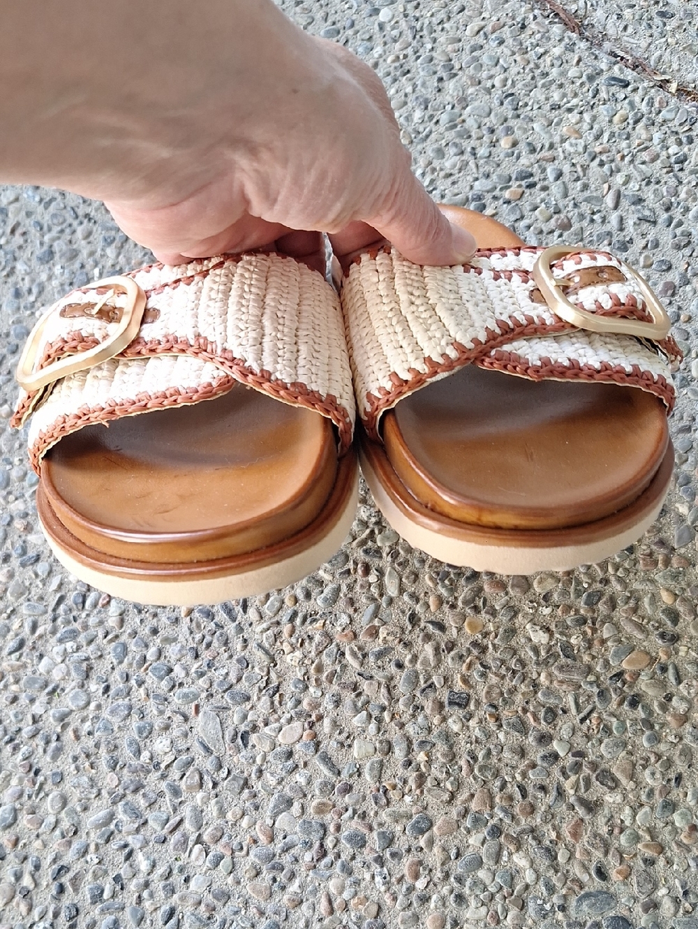 Steve Madden Memphis Raffia Buckle Slide Sandals Size 10 - Picture 3 of 9
